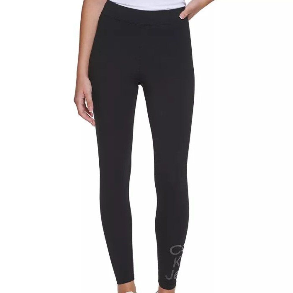 Calvin Klein Jeans Logo-Print High-Rise Leggings